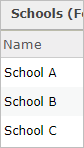 Screenshot of the Schools layer's attribute table showing the school names in the Name field Screenshot of the Schools layer's attribute table showing the school names in the Name field